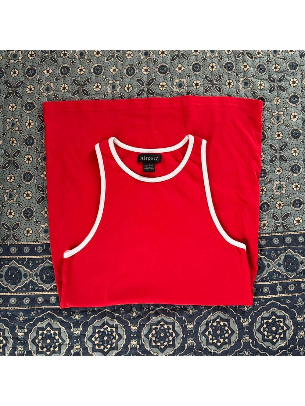 Vintage Airport red cotton racerback dress size large